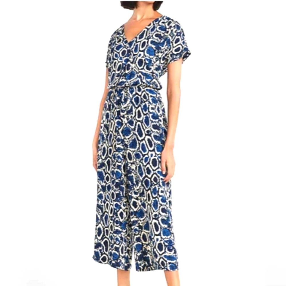EXPRESS Snakeskin wrap front culotte jumpsuit